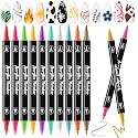 12-Color Dual-Tip Nail Art Pens Set, 1mm Fine Tip & 4mm Broad Tip Nail Art Markers for Drawing, Dotting, Painting, DIY Manicure Nail Design Kit for Home & Salon