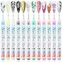 12 Colors Nail Art Pens Set, Nail Art Markers for 3D Nail Art, Nail Art Pens for Painting Nails Art Marker Drawing Painting Liner, Nail Polish Pens for DIY Nail Art Beauty Adorn Manicure Tools(1 Set)
