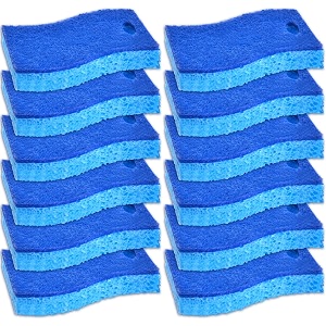 12-count scrub sponge kitchen sponge heavy duty cellulose sponges with scouring pads dual-sided dishwashing sponge for kitchen and household use s-shape