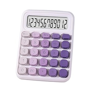 12-digit mechanical desktop calculator with big round keys  large lcd display auto sleep function for school office amp home purple