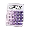 12-Digit Mechanical Desktop Calculator with Big Round Keys | Large LCD Display, Auto Sleep Function for School, Office &amp; Home (Purple)