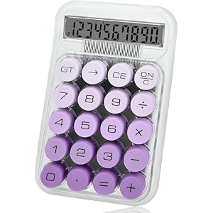 12 digit transparent desktop calculators portable clear calculator with lcd display cute pastel round keys battery operated calculator for office school students home amp business