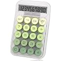 12 Digit Transparent Desktop Calculators, Portable Clear Calculator with LCD Display Cute Pastel Round Keys Battery Operated Calculator for Office, School, Students, Home &amp; Business