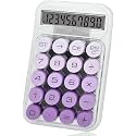 12 Digit Transparent Desktop Calculators, Portable Clear Calculator with LCD Display Cute Pastel Round Keys Battery Operated Calculator for Office, School, Students, Home &amp; Business