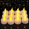12 Flickering Battery Flameless LED Tea Lights Candles with timer