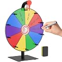 12 Inch 10 Slots Prize Wheel Spinner with Stand, Spinning Wheel for Prizes with Dry Erase Marker & Eraser, Portable Spin Wheel of Fortune Game Roulette Wheel for Home Parties, Carnival, Trade Show