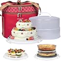 12 Inch Cake carrier Container with Lid and Handles Includes Insulated Bag for Safe Transportation of Buttercream Doesn't Melt Easy for Cakes, Pies and Cupcakes (Red)