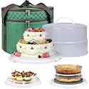 12 Inch Cake carrier Container with Lid and Handles Includes Insulated Bag for Safe Transportation of Buttercream Doesn't Melt Easy for Cakes, Pies and Cupcakes (Green)