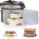 12 Inch Cake carrier Container with Lid and Handles Includes Insulated Bag for Safe Transportation of Buttercream Doesn't Melt Easy for Cakes, Pies and Cupcakes (Grey)