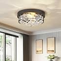 12 Inch Flush Mount Ceiling Light,Hammered Glass,Oil Rubbed Bronze