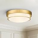 12 inch Flush Mount Light Fixture, 2-Light Modern Ceiling Light with Polished Gold Finish for Hallway Kitchen Laundry Bedroom, 4822-PG