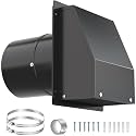 12 Inch Heavy Duty Dryer Vent Cover, Hooded Wall Vent with Damper & Screen, Black Galvanized Steel Exhaust Vent Cover Cap for Large Dryer, Kitchen, Range Hood, AC, HVAC Exhaust - Easy Install
