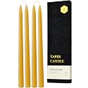 12 inch Organic Beeswax Taper Candles 4 Pack - Dripless Candle, Yellow