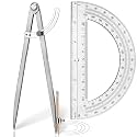 12 Inch Professional Compass for Woodworking with Wing &amp; Protractor, Clear