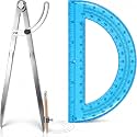 12 Inch Professional Compass for Woodworking with Wing &amp; Protractor, Blue