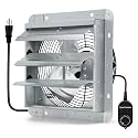 12 Inch Shutter Exhaust Fan with Speed Controller and Power Cord, Wall Mount Attic Fan for Greenhouses, Sheds, Garages, Chicken Coops, Barns Ventilation, 970 CFM