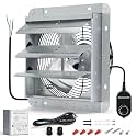 12 Inch Shutter Exhaust Fan, Wall Mount Attic Fan with Thermostat and Speed Controller for Greenhouses, Sheds, Garages, Chicken Coops, Barns Ventilation, 970 CFM