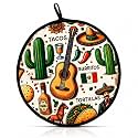 12-Inch Tortilla Warmer, Microwave-Safe Insulated Fabric Pouch, Keeps Tortillas Warm & Soft for Tacos, Burritos, Naan & Pita, Reusable Tortilla Holder, White Fiesta Print