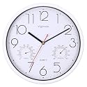 12 Inch White Wall Clock Silent Wall Clocks with Temperature