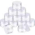 Satinior 12 Pack 1 oz Plastic Jars with Lids, Round Clear Cosmetic Jar