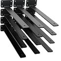 12 Pack - 14 inch Black Hidden L Shelf Bracket (1/5 Inch Thicked) Iron Floating Shelf Brackets Rustic Industrial Metal Brackets for Shelf Support