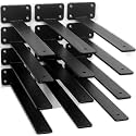 12 Pack - 16 inch Black Hidden L Shelf Bracket (1/5 Inch Thicked) Iron Floating Shelf Brackets Rustic Industrial Metal Brackets for Shelf Support