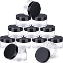 Satinior 12 Pack Black Round Clear Plastic Jars with Lids, 3 oz