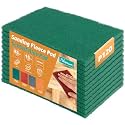 12 Pack 6" x 9" General Purpose Scuff Pads, Green 120 Grit – Non-Woven Hand Automotive Sanding Pads for Scuffing, Scouring & Paint Surface Prep – Thick Design for Auto Body, Woodworking & Metal