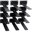 12 Pack - 7 inch Black Hidden L Shelf Bracket (1/5 Inch Thicked) Iron Floating Shelf Brackets Rustic Industrial Metal Brackets for Shelf Support