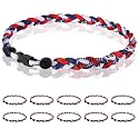12 Pack Baseball Necklace 18inch, Team Gift for Baseball Funs, Three Braided Titanium Tornado Rope Design, with Muti - Color for Pick