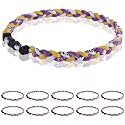 12 Pack Baseball Necklace 18inch, Team Gift for Baseball Funs, Three Braided Titanium Tornado Rope Design, with Muti - Color for Pick