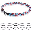 12 Pack Baseball Necklace 18inch, Team Gift for Baseball Funs, Three Braided Titanium Tornado Rope Design, with Muti - Color for Pick
