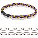12 Pack Baseball Necklace 18inch, Team Gift for Baseball Funs, Three Braided Titanium Tornado Rope Design, with Muti - Color for Pick