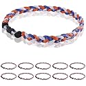 12 Pack Baseball Necklace 18inch, Team Gift for Baseball Funs, Three Braided Titanium Tornado Rope Design, with Muti - Color for Pick