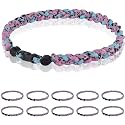 12 Pack Baseball Necklace 18inch, Team Gift for Baseball Funs, Three Braided Titanium Tornado Rope Design, with Muti - Color for Pick