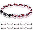 12 Pack Baseball Necklace 18inch, Team Gift for Baseball Funs, Three Braided Titanium Tornado Rope Design, with Muti - Color for Pick