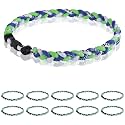 12 Pack Baseball Necklace 18inch, Team Gift for Baseball Funs, Three Braided Titanium Tornado Rope Design, with Muti - Color for Pick