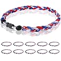 12 Pack Baseball Necklace 18inch, Team Gift for Baseball Funs, Three Braided Titanium Tornado Rope Design, with Muti - Color for Pick