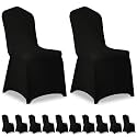 12 Pack Black Stretch Polyester Spandex Chair Covers Universal Washable Removable Chair Slipcovers Protector for Wedding Banquet Events Party Dining Decoration