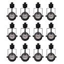 [12 Pack] CLOUDY BAY H Type Track Lighting Heads to Gu10 Base Socket Light Direction Adjustable,Round,Black