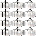12 Pack Extra Heavy Duty Large Moving Bags Strong Zipper, Semi-Transparent