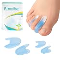 Promifun 12-Pack Gel Toe Separators - Bunion Pads – Toe Spacers for Overlapping Toes Straightening for Men and Women (4L+8S, Transparent Blue)