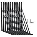 12 Pack L16 x H 10" Black Heavy Duty Shelf Brackets with Screws Metal Shelf Brackets Shelf Support Angle Brackets for Shelves L Brackets Heavy Duty Floating Shelf