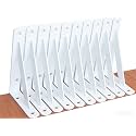 12 Pack L5 x H 3" White Heavy Duty Shelf Brackets with Screws Metal Shelf Brackets Shelf Support Angle Brackets for Shelves L Brackets Heavy Duty Floating Shelf