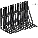 12 Pack L8 x H 6" Black Heavy Duty Shelf Brackets with Screws Metal Shelf Brackets Shelf Support Angle Brackets for Shelves L Brackets Heavy Duty Floating Shelf