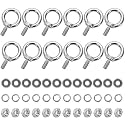 12 Pack M6 Stainless Steel Eye Bolts with Nuts &amp; Washers, M6x0.55 L