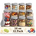 12 Pack Mason Jars 16 oz, Glass Jars, Jar with Lid, Suger Bowls, Grey