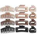 12 Pack Matte Hair Claw Clips, 3 Styles Small Medium Large Durable PS Hair Claws for Women Girls, Strong Hold Non-Slip Hair Clips for Thick Thin Fine Curly Hair, Cute Simple Neutral Hair Gifts