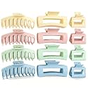 12 Pack Matte Hair Claw Clips, 3 Styles Small Medium Large Durable PS Hair Claws for Women Girls, Strong Hold Non-Slip Hair Clips for Thick Thin Fine Curly Hair- Yellow+Pink+Green+Blue
