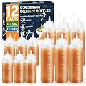 12 Pack Sauce Bottles, Condiment Squeeze Bottle, Syrup Bottles, Oil Bottle